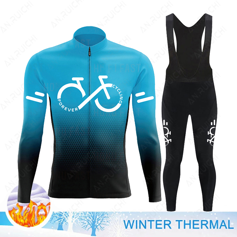 Cycling Gear Jersey - 2023 inverno velo térmico conjunto camisa